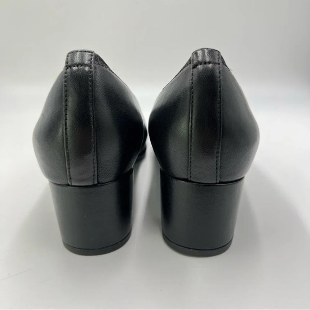 6 2E  EXTRA WIDE Aravon Women's Classic Career Dress‎ Black Leather Pumps Heels